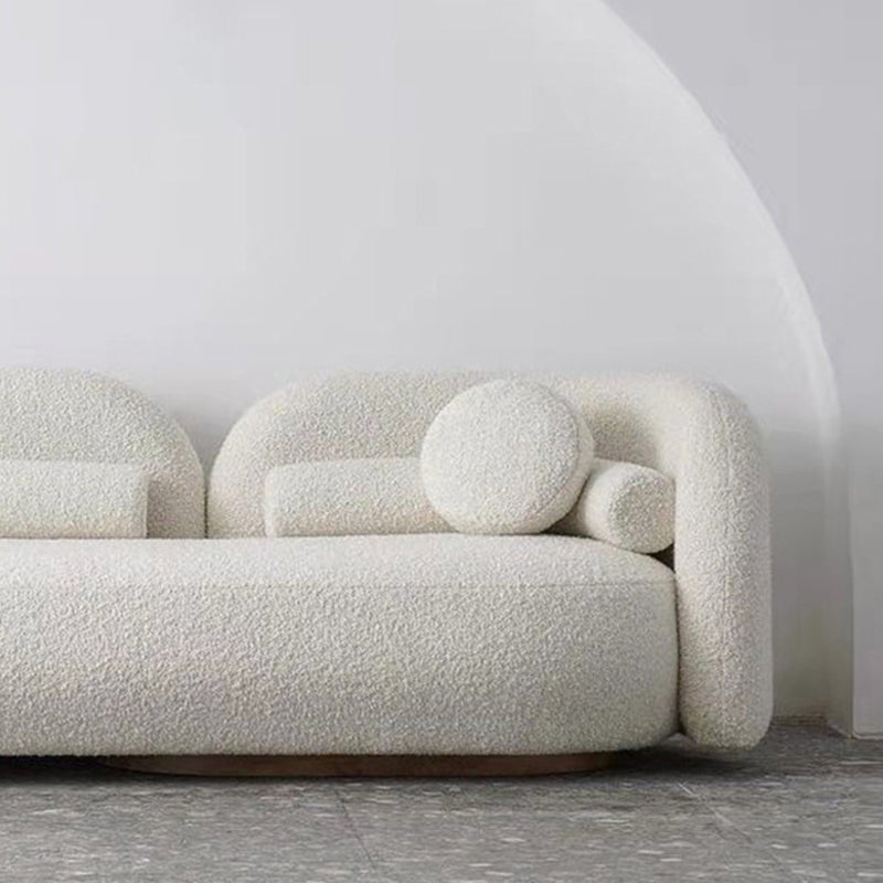 White Modern Sofa for Living Room Minimalist Tuxedo Arm Sofa