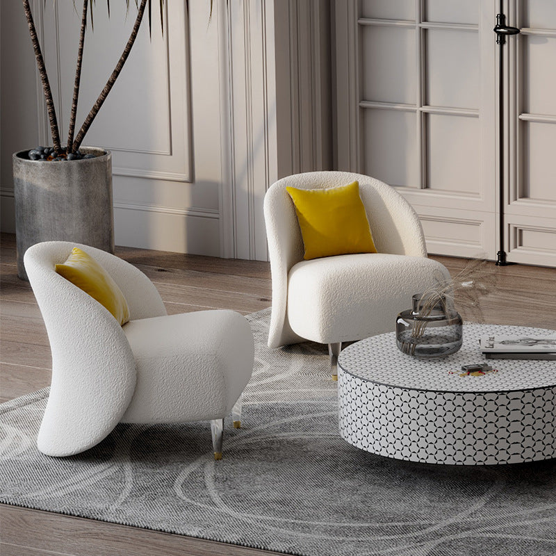 White Modern Sofa for Living Room Minimalist Tuxedo Arm Sofa