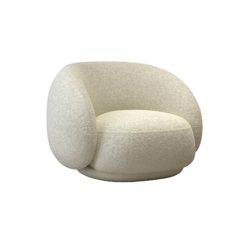 White Contemporary Curved Sofa Wool Tuxedo Arm Sofa for Living Room