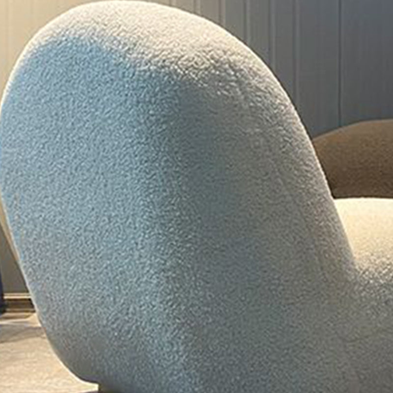 White Contemporary Curved Sofa Wool Tuxedo Arm Sofa for Living Room
