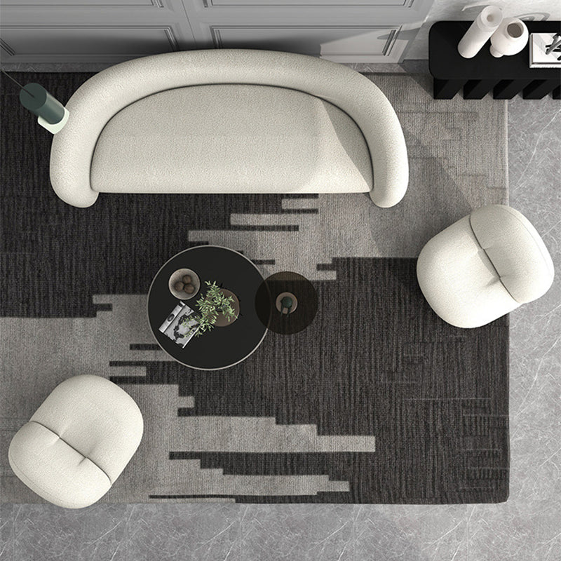 White Contemporary Curved Sofa Wool Tuxedo Arm Sofa for Living Room