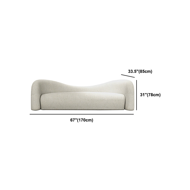 White Contemporary Curved Sofa Wool Tuxedo Arm Sofa for Living Room