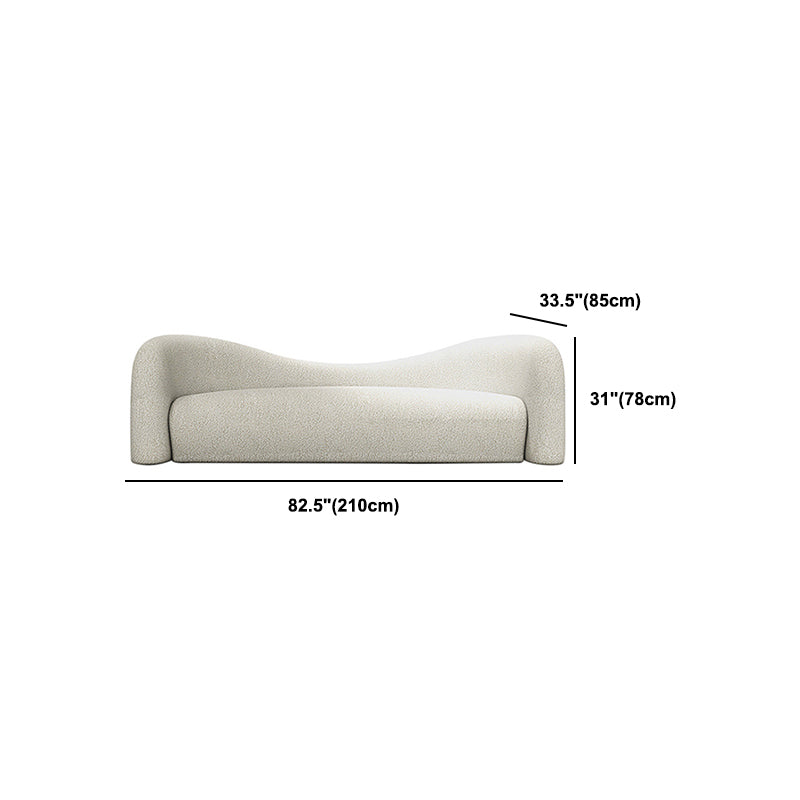 White Contemporary Curved Sofa Wool Tuxedo Arm Sofa for Living Room