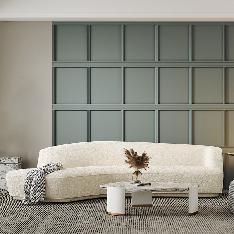 Sloped Arm Sofa Wool Modern Style Curved Sofa for Living Room