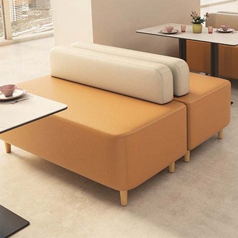 Modern Style Faux Leather Sofa 2-Seater Sewn Pillow Back Loveseat