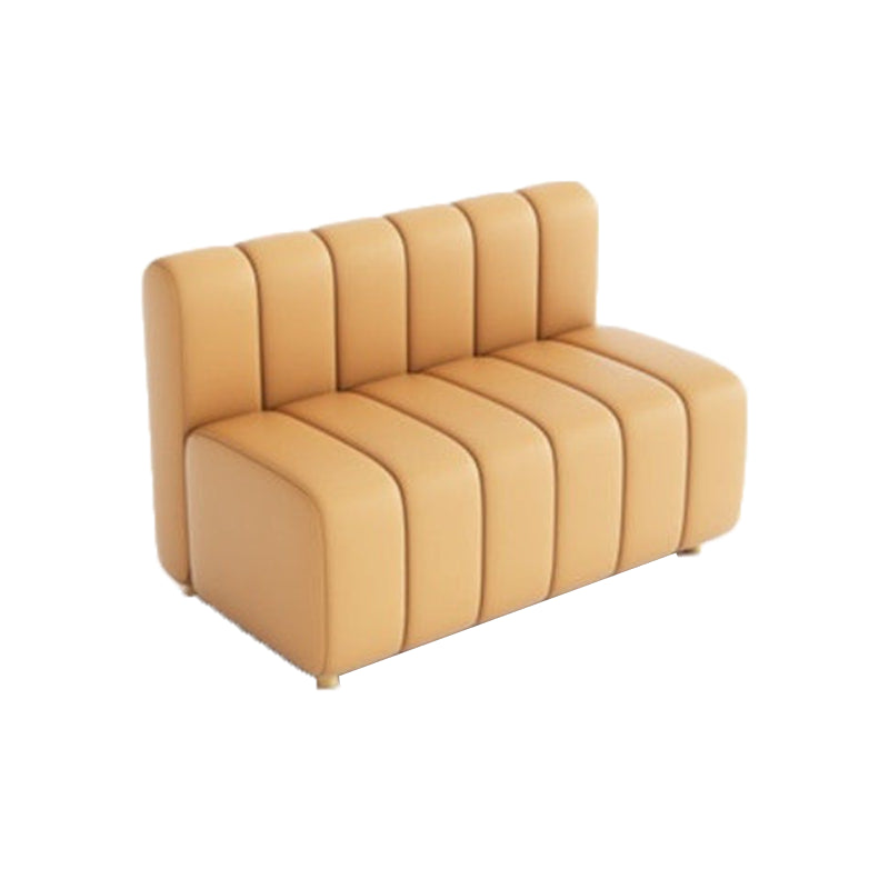 Modern Style Faux Leather Sofa 2-Seater Sewn Pillow Back Loveseat