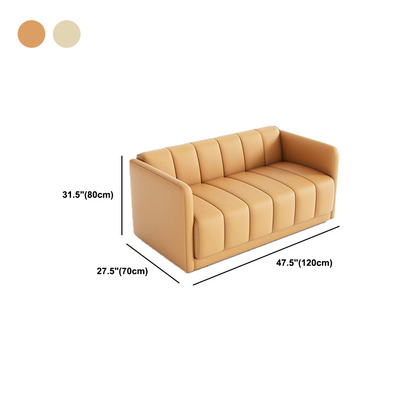 Modern Style Faux Leather Sofa 2-Seater Sewn Pillow Back Loveseat