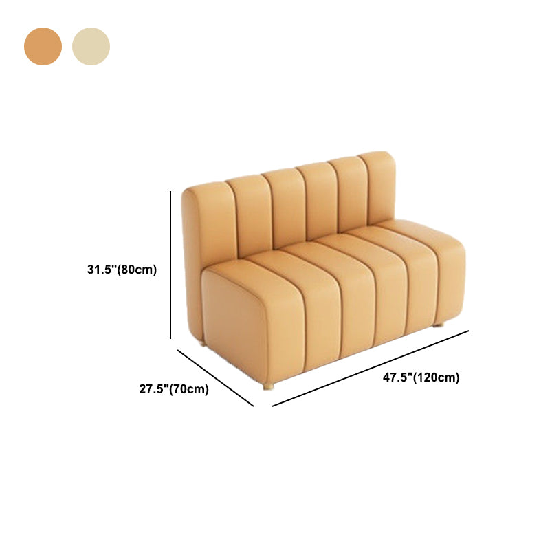 Modern Style Faux Leather Sofa 2-Seater Sewn Pillow Back Loveseat