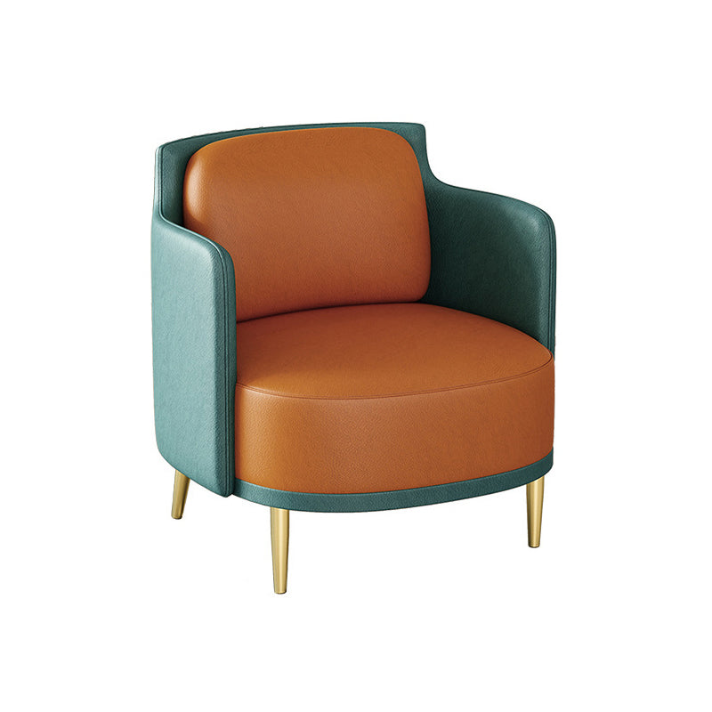 Modern Sloped Arm Curved Sofa Faux Leather Moon Shape Sofa for Living Room