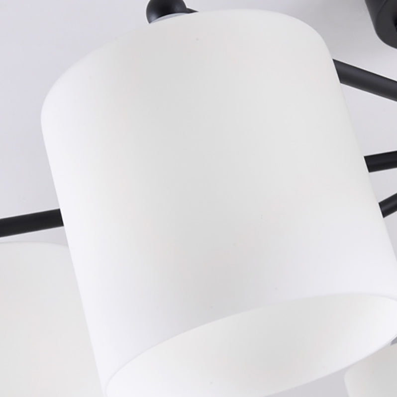 Cylinder Semi Flush Light Fixture Traditional Glass Ceiling Light for Living Room