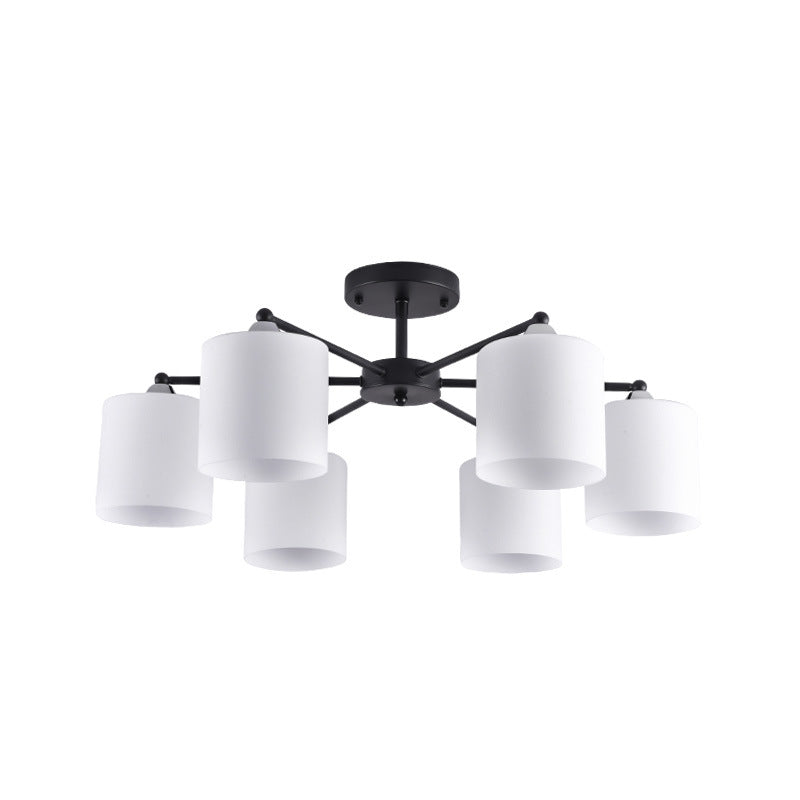 Cylinder Semi Flush Light Fixture Traditional Glass Ceiling Light for Living Room