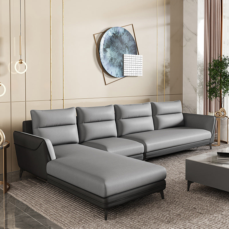 Faux Leather Sectionals 136.22" L Flared Arm Stain-Resistant Sectionals
