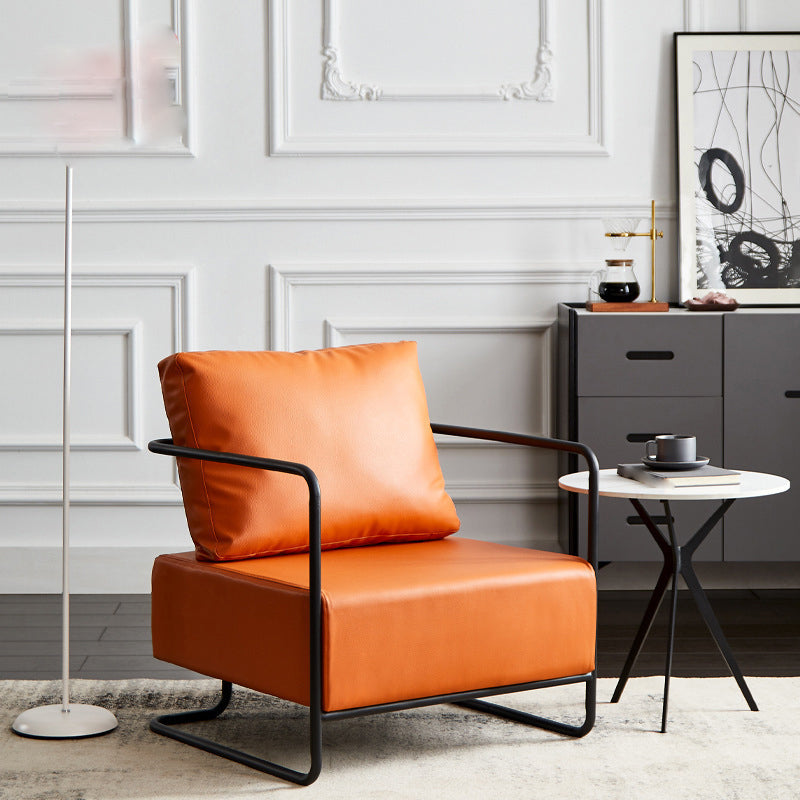 Contemporary Bonded Leather with Pillow Track Arms Accent Armchair