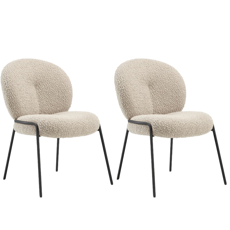 Nordic White Living Room Basic Four Leg Fixed Back Parsons/Arm Chair