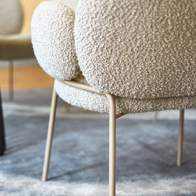 Nordic White Living Room Basic Four Leg Fixed Back Parsons/Arm Chair