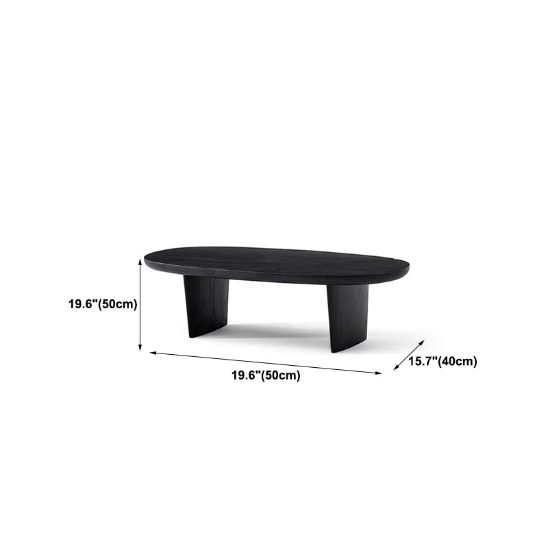 Modern Black Solid Wood Coffee Table with Wooden Base Bunching Tables