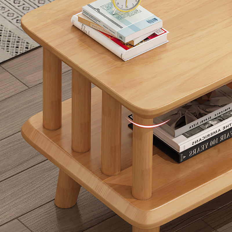 Scandinavian Solid Wood Coffee Table with 4 Legs and 2 Drawers