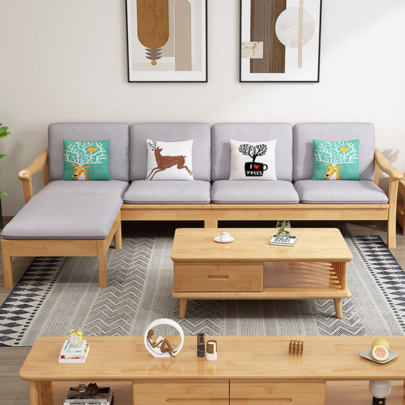 Scandinavian Solid Wood Coffee Table with 4 Legs and 2 Drawers