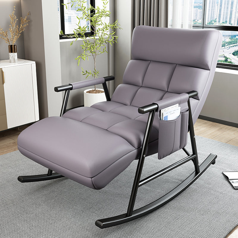 Yellow Modern Rocking Chair with Dark legs Reclining Rocker Chair for Living Room