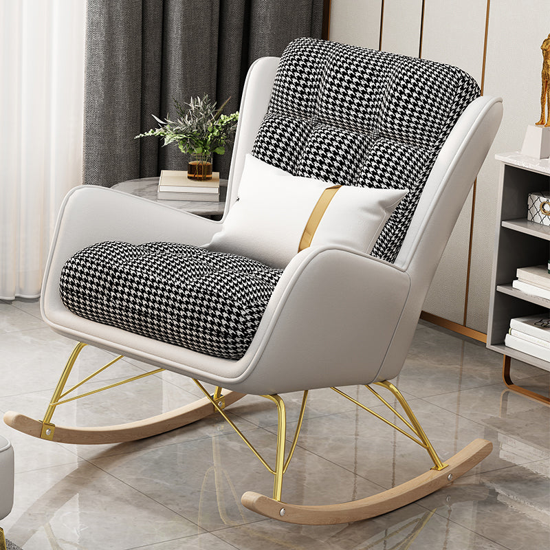 Gorgeous Faux Leather Rocking Chair Wingback Rocker Chair for Living Room (Without Pillow)