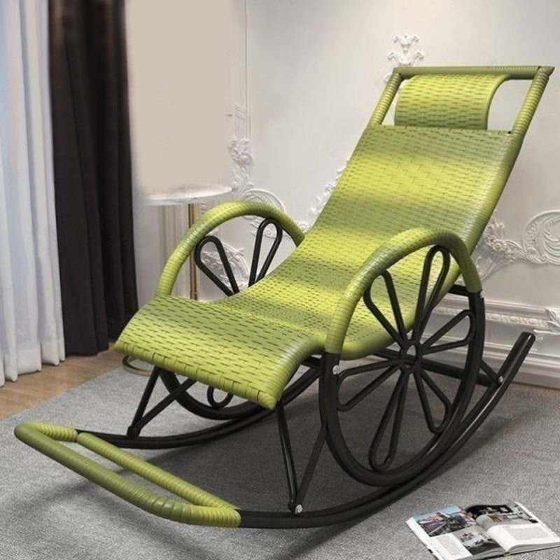 Contemporary Woven Rope Rocker Chair Wicker Rocking Chair for Home Decor
