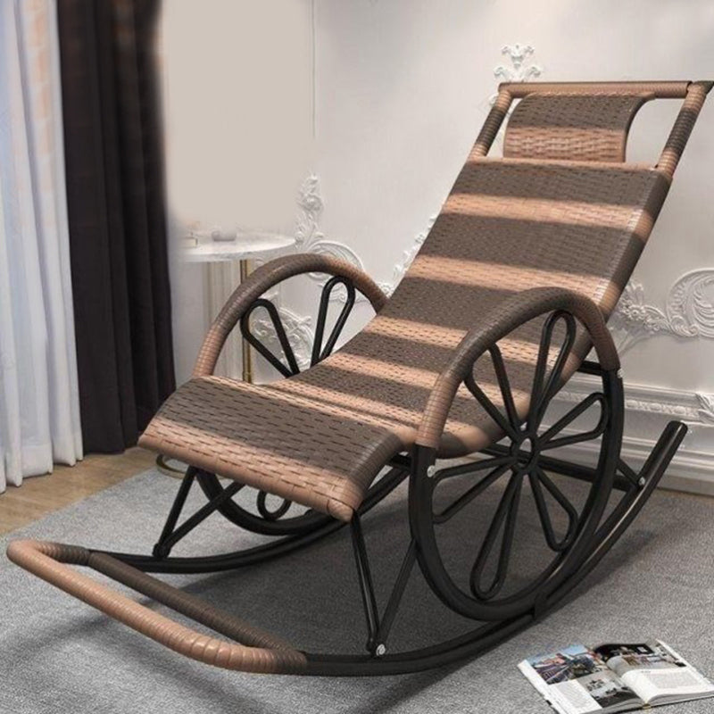 Contemporary Woven Rope Rocker Chair Wicker Rocking Chair for Home Decor
