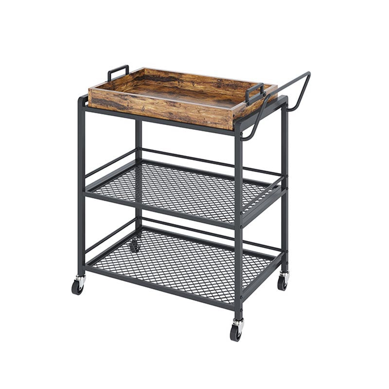 Modern Style Metal Prep Table 31.5"H Rolling Wood Prep Table with Towel Rack