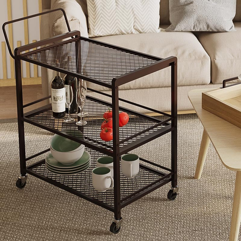 Modern Style Metal Prep Table 31.5"H Rolling Wood Prep Table with Towel Rack