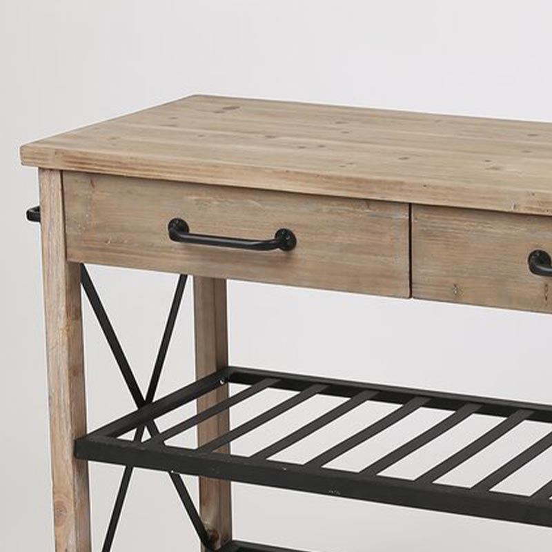 Contemporary Rolling Kitchen Cart Wood Rectangular Kitchen Island Cart with Towel Rack