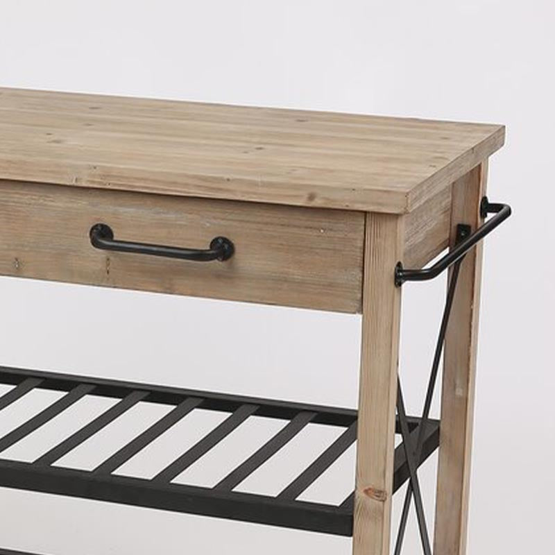 Contemporary Rolling Kitchen Cart Wood Rectangular Kitchen Island Cart with Towel Rack