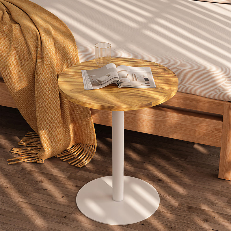 Round Pedestal End Table Minimalist Wood Side End Table for Living Room