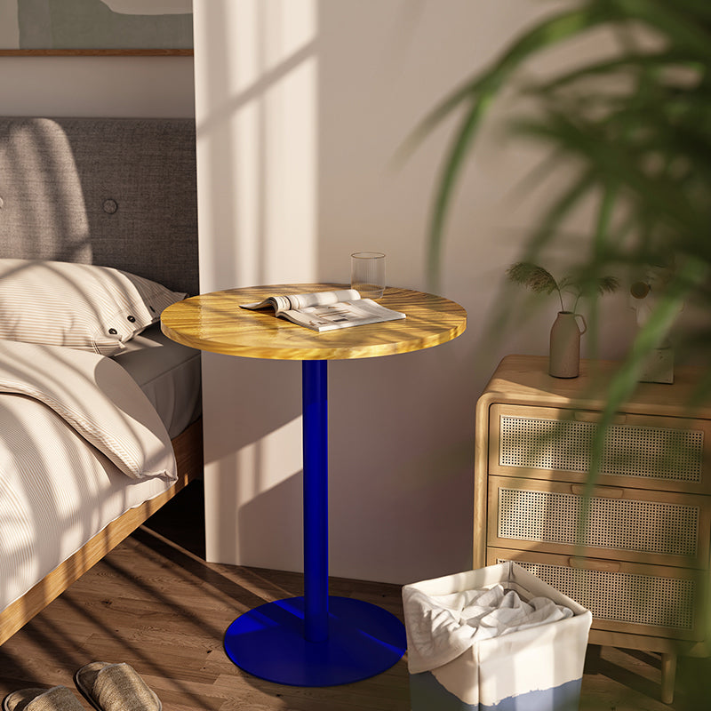 Round Pedestal End Table Minimalist Wood Side End Table for Living Room