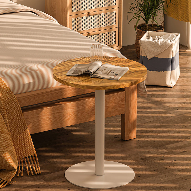 Round Pedestal End Table Minimalist Wood Side End Table for Living Room