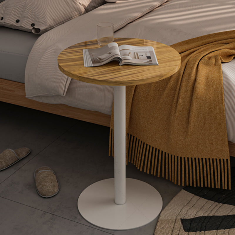 Round Pedestal End Table Minimalist Wood Side End Table for Living Room