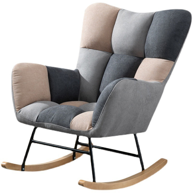 Modern Rocker Chair Upholstered Dark Legs Glider Button-Tufted