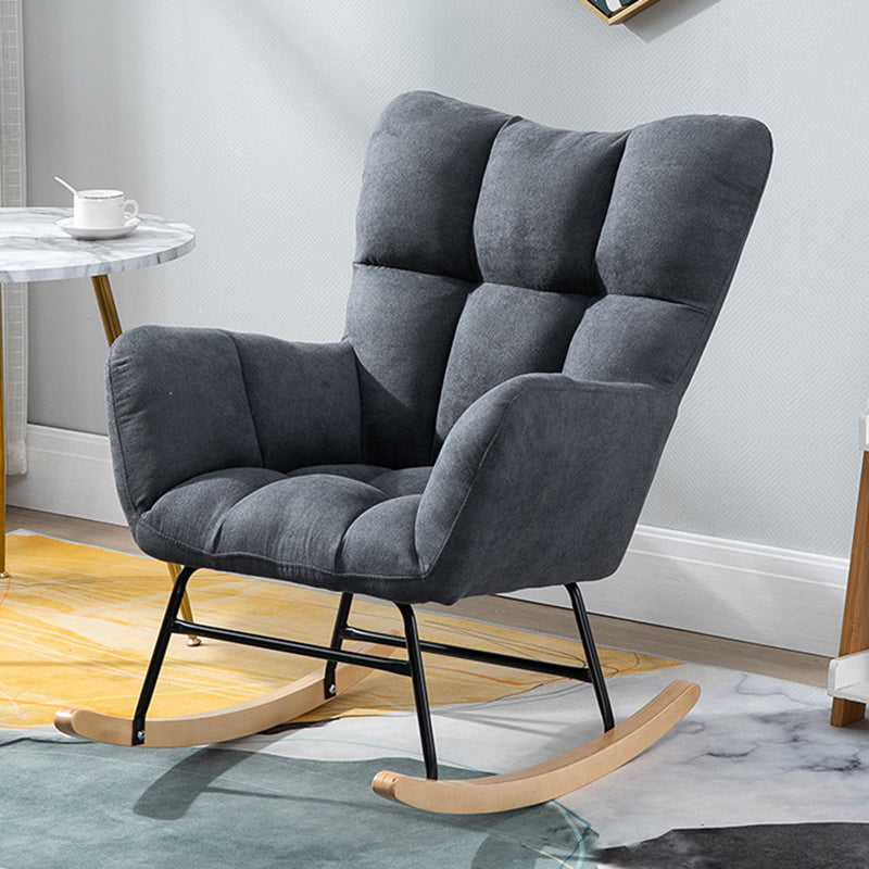 Modern Rocker Chair Upholstered Dark Legs Glider Button-Tufted