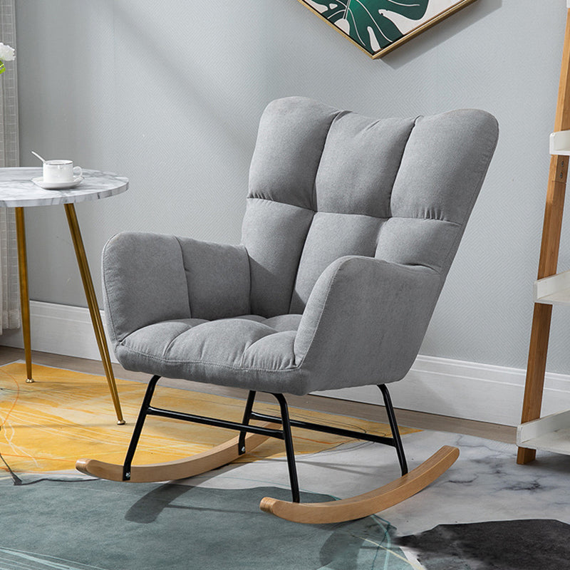 Modern Rocker Chair Upholstered Dark Legs Glider Button-Tufted