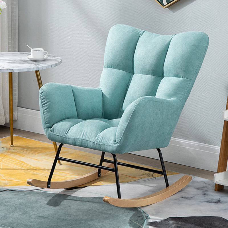 Modern Rocker Chair Upholstered Dark Legs Glider Button-Tufted