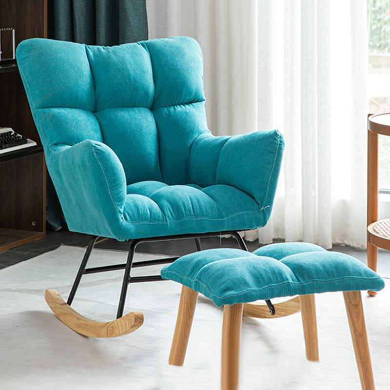 Modern Rocker Chair Upholstered Dark Legs Glider Button-Tufted