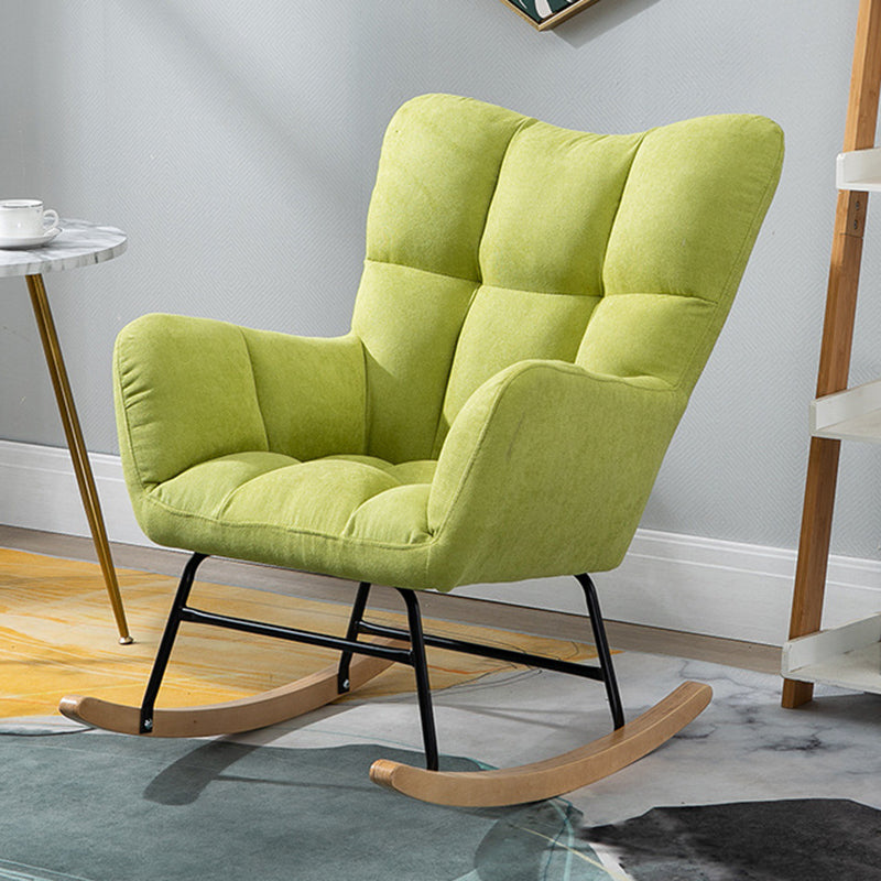 Modern Rocker Chair Upholstered Dark Legs Glider Button-Tufted
