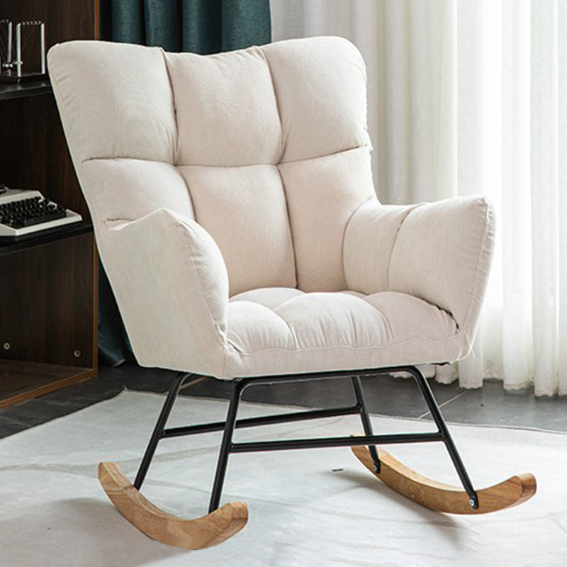 Modern Rocker Chair Upholstered Dark Legs Glider Button-Tufted