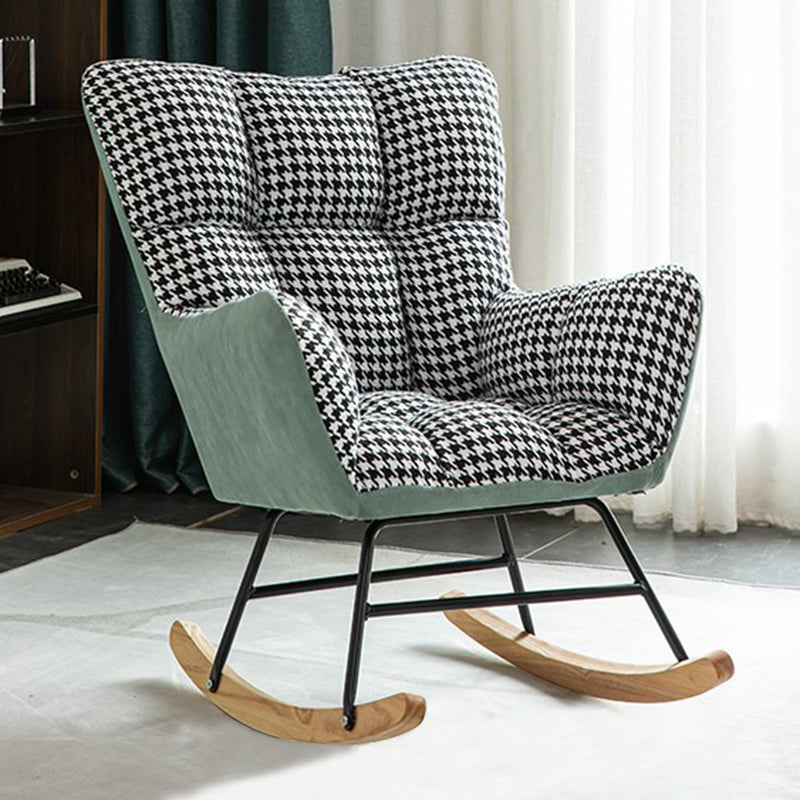Modern Rocker Chair Upholstered Dark Legs Glider Button-Tufted