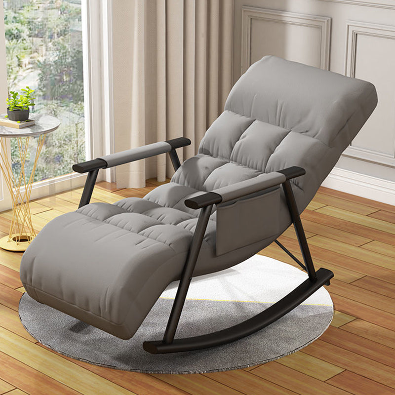 Modern Recliner Chair Solid Color Tufted Rocking Chair With Gray Frame