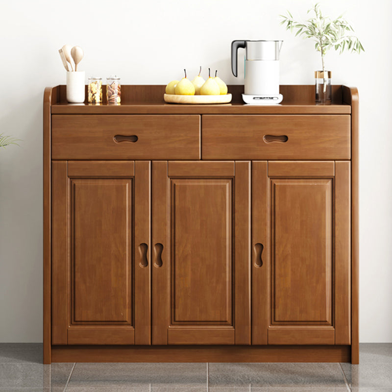 Modern Rectangle Accent Cabinet Wood Grooves Side Cabinet with Drawer