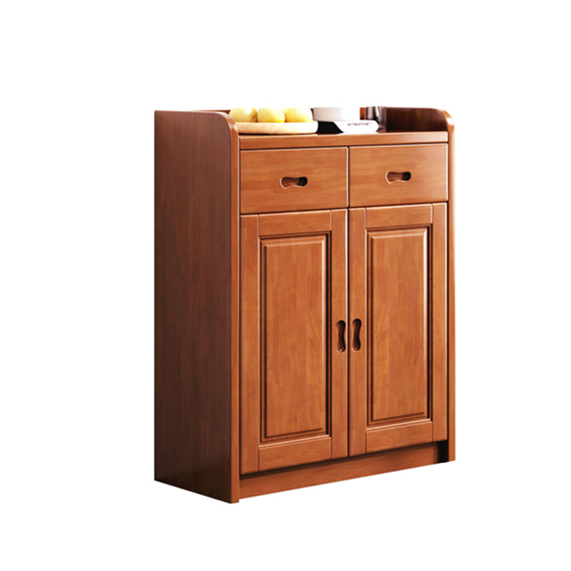 Modern Rectangle Accent Cabinet Wood Grooves Side Cabinet with Drawer
