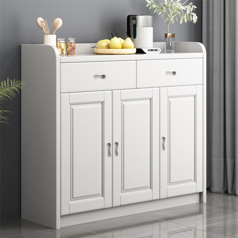 Modern Rectangle Accent Cabinet Wood Grooves Side Cabinet with Drawer
