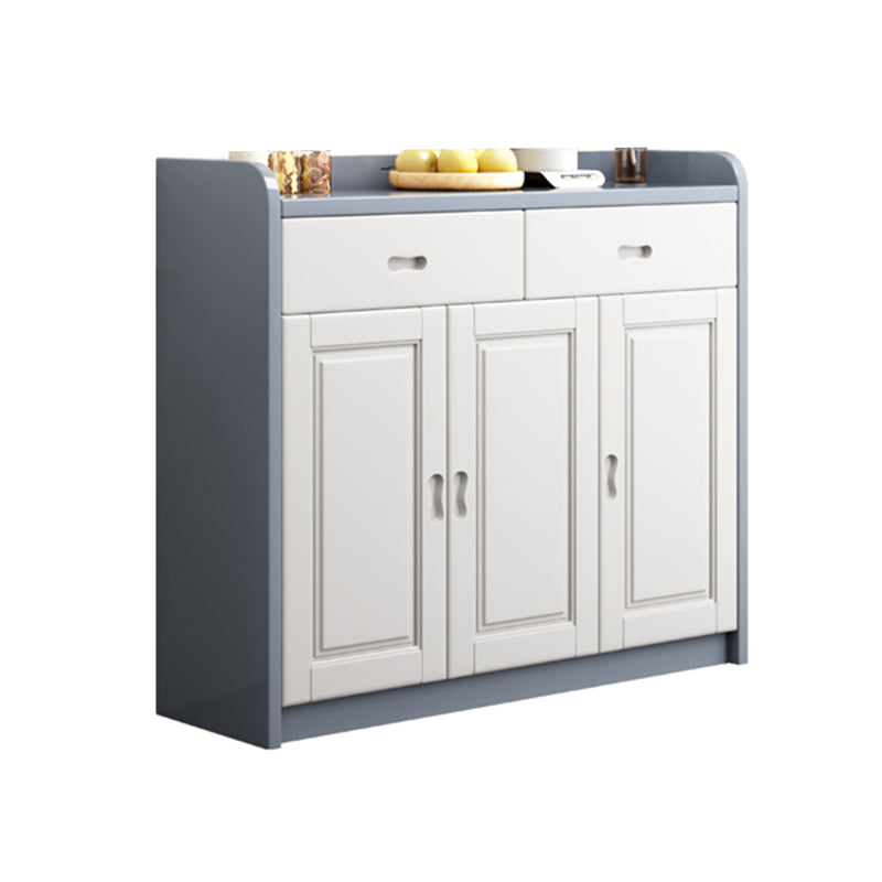 Modern Rectangle Accent Cabinet Wood Grooves Side Cabinet with Drawer