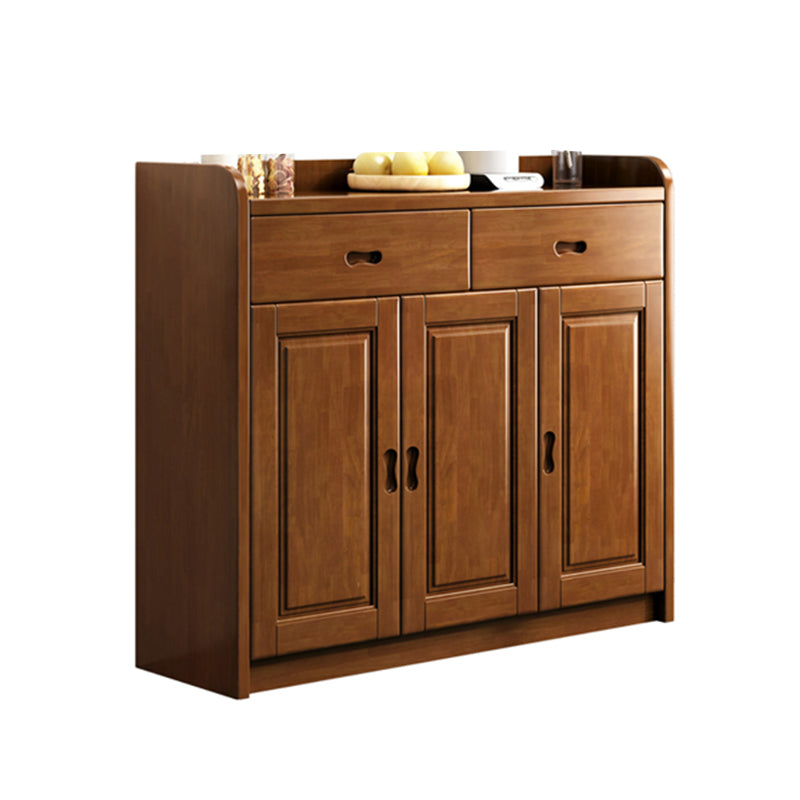 Modern Rectangle Accent Cabinet Wood Grooves Side Cabinet with Drawer