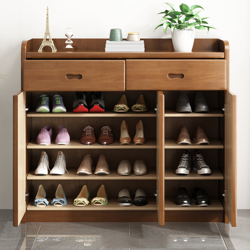 Modern Rectangle Accent Cabinet Wood Grooves Side Cabinet with Drawer