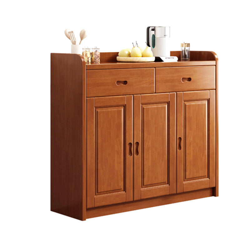 Modern Rectangle Accent Cabinet Wood Grooves Side Cabinet with Drawer